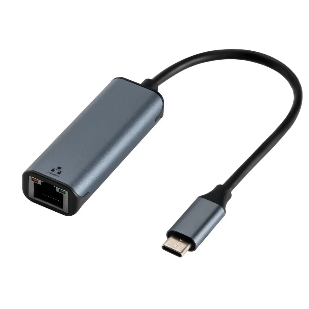Adapter Typ C (Stecker) auf RJ45 ETHERNET 10/100/1000Mbps ART USBC-LAN OEM-C6 0,15 m grau