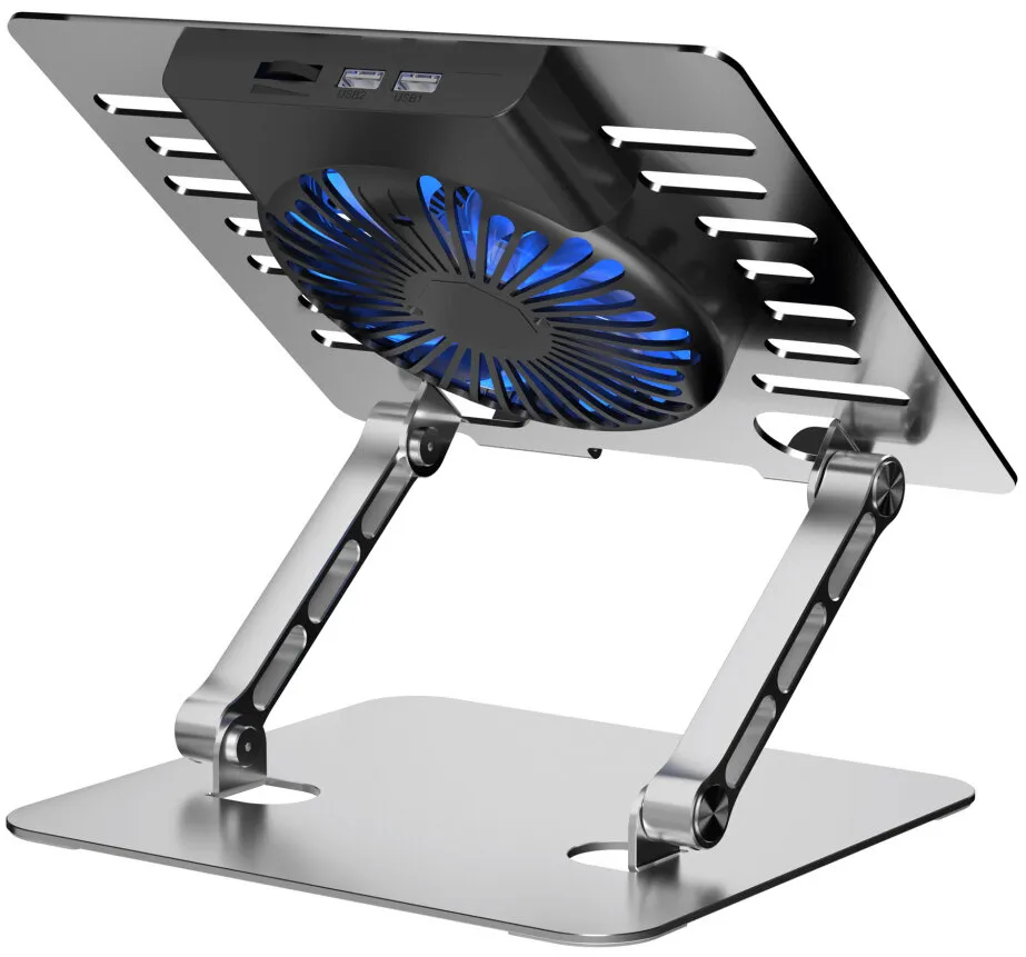 Reglerbart laptopkylställ ART P12 – 1x USB-A, LED, aluminium