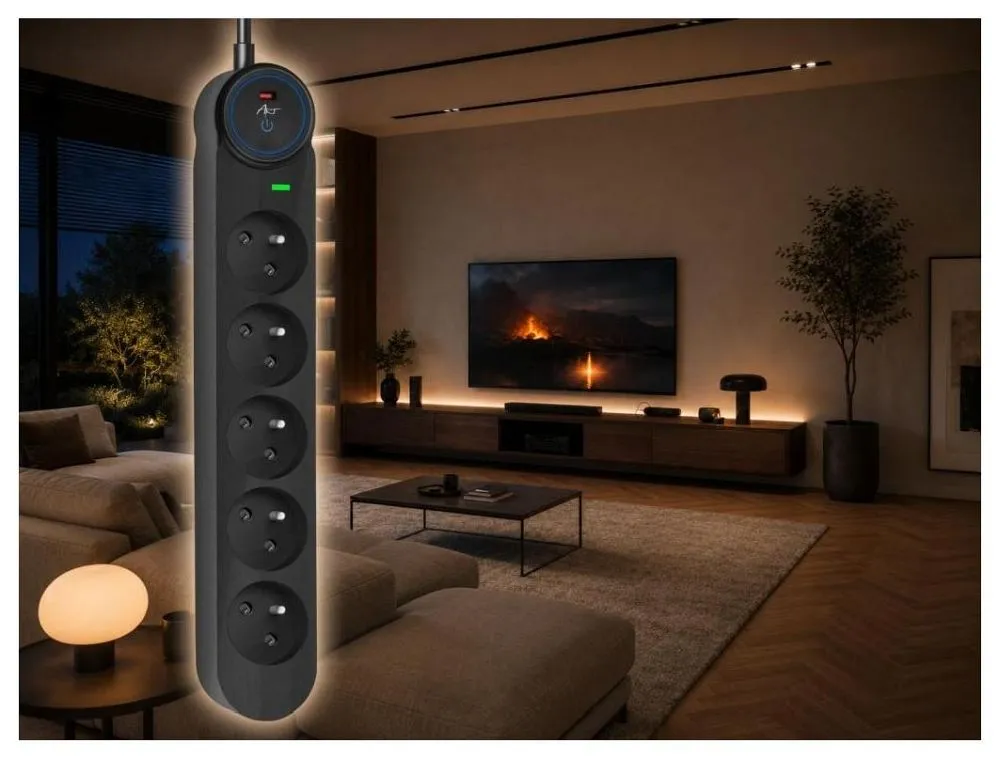 Extension cord 5 sockets Art F2115 5 m black