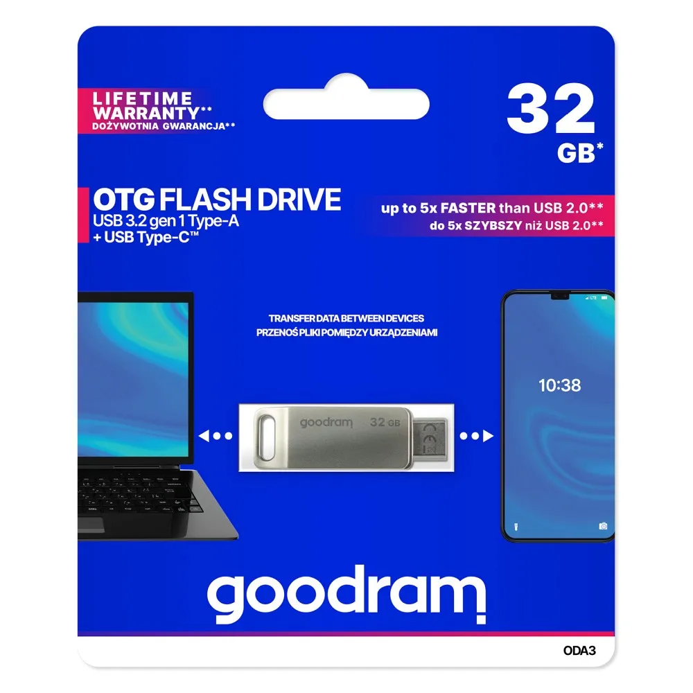 GOODRAM ODA3 - OTG FLASH Drive mit USB A + USB C Schnittstelle 32GB