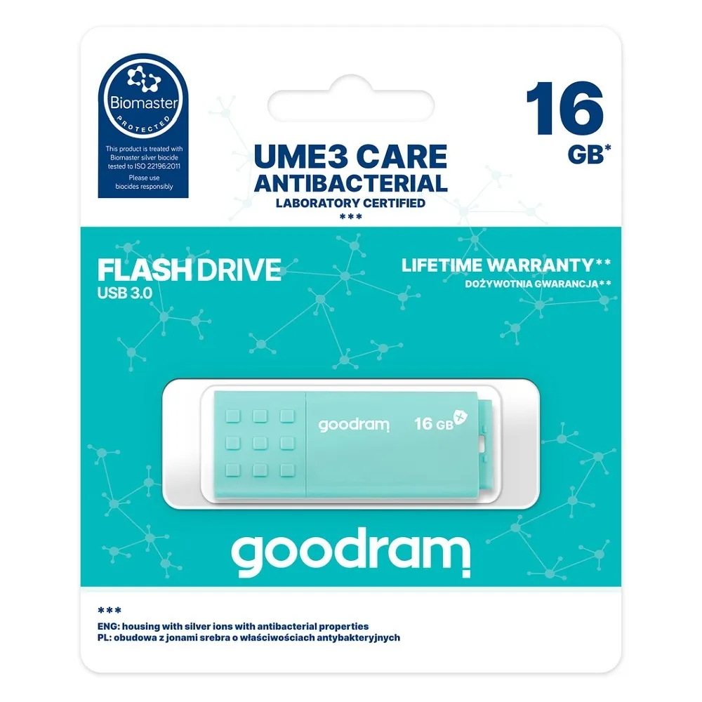 USB-STICK Pendrive GOODRAM UME3 Care 16GB USB 3.0 (Biomaster protected)