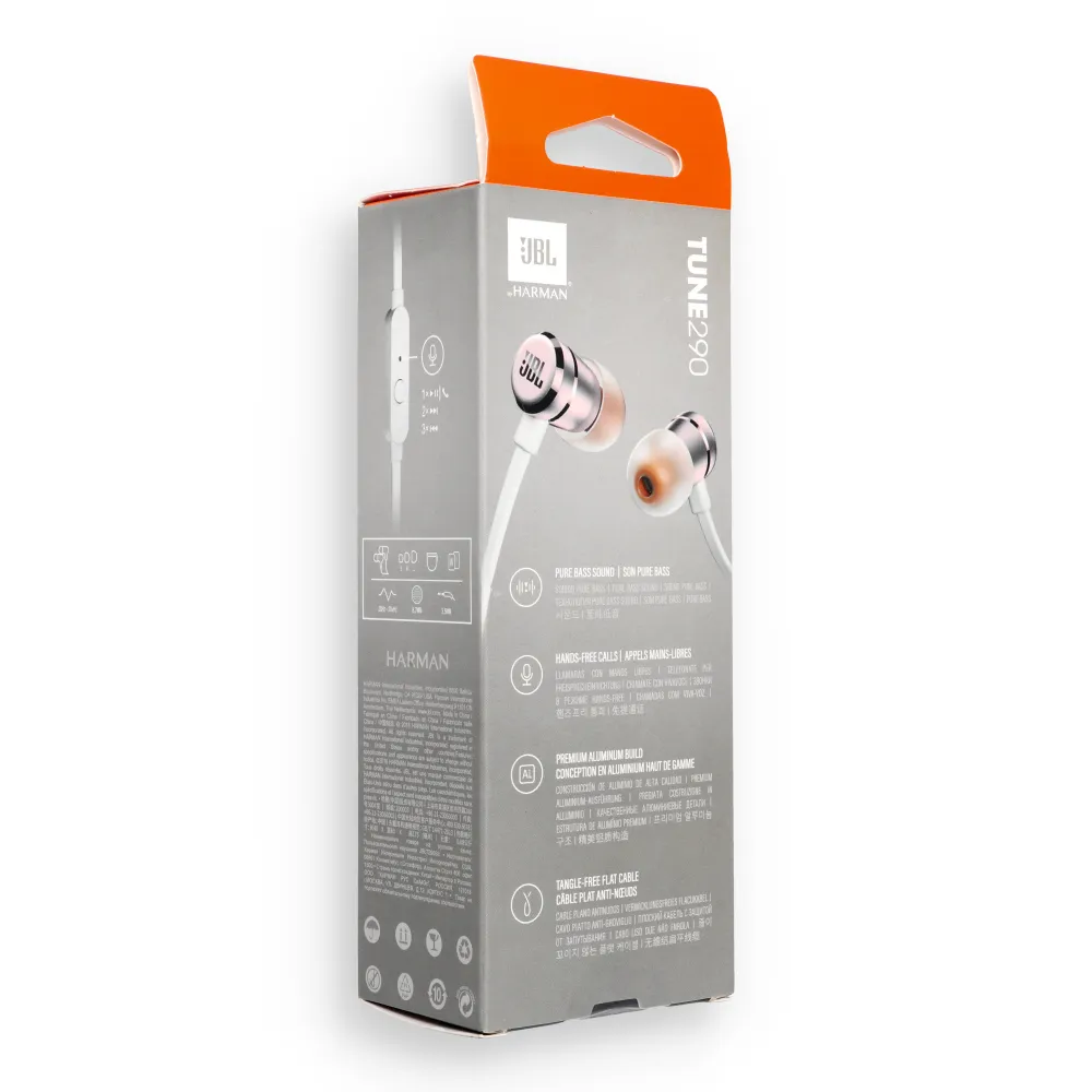 Wired earphones Jack 3,5mm with microphone JBL T290 gold