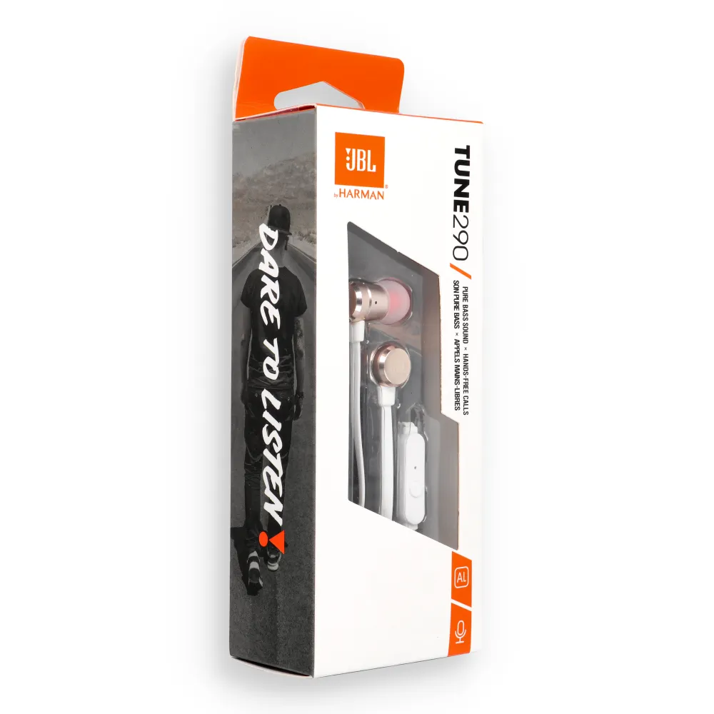 Wired earphones Jack 3,5mm with microphone JBL T290 gold