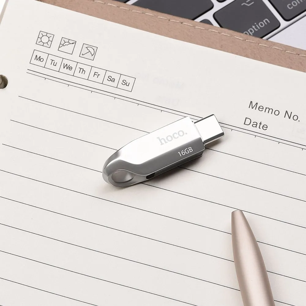 Pendrive 16GB USB 3.0 (USB A + USB C) Hoco UD8 nickel