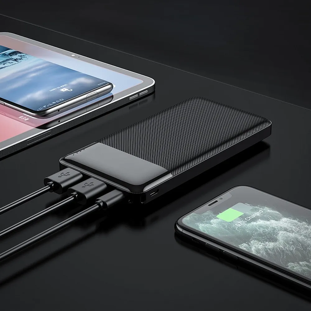 Externer Akku (Powerbank) HOCO 10.000mAh 2A 2xUSB + Type C J72 schwarz