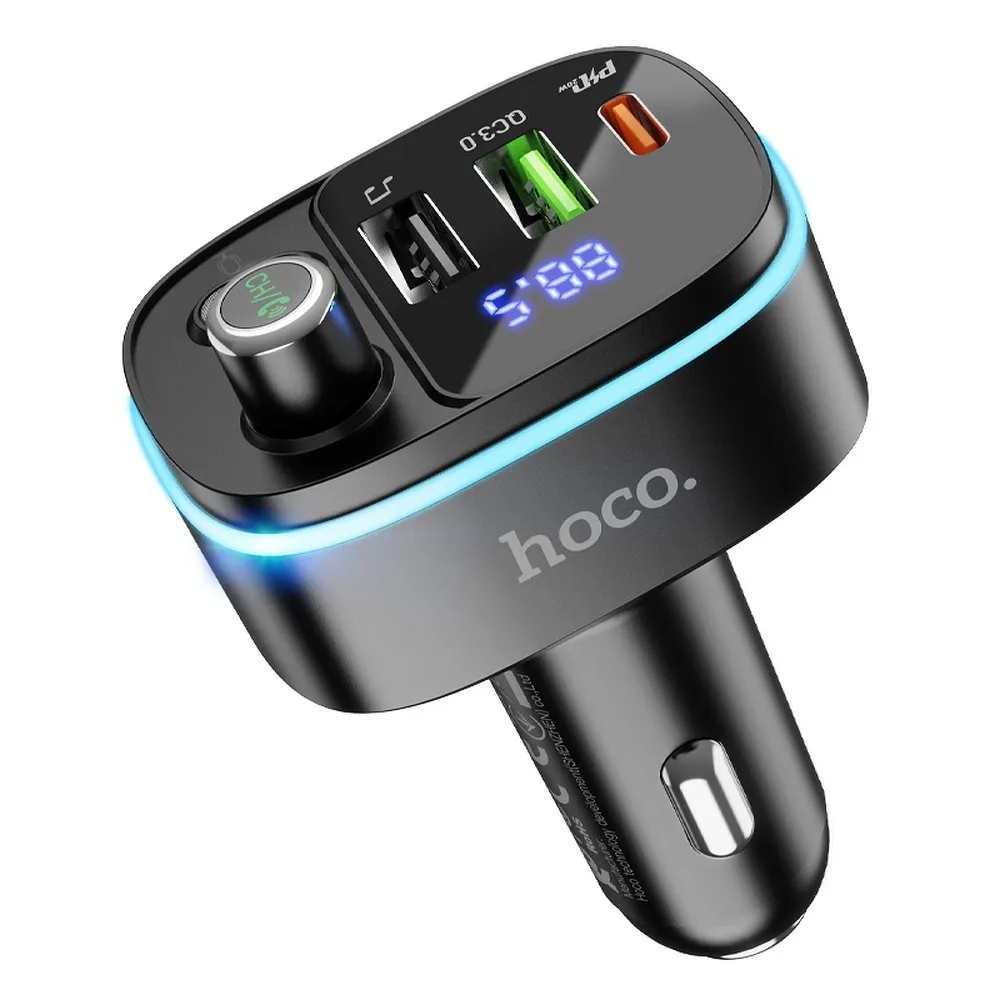 HOCO FM Sender Bluetooth + 2xUSB + Typ C PD20W + QC3.0 Fast E62 schwarz