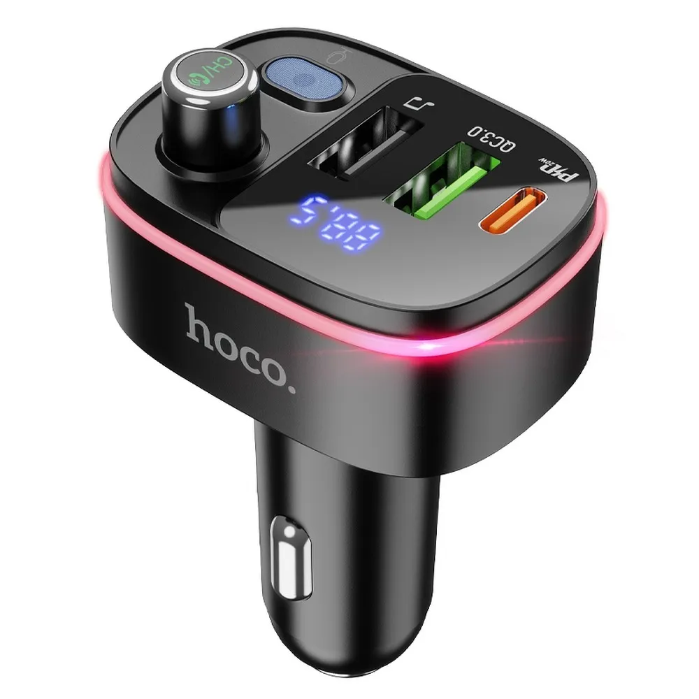 HOCO FM Sender Bluetooth + 2xUSB + Typ C PD20W + QC3.0 Fast E62 schwarz