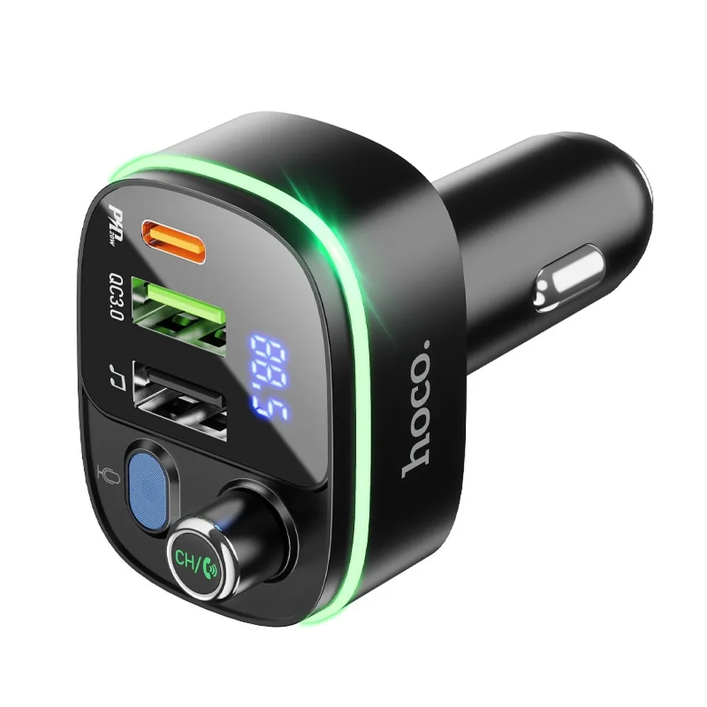 HOCO FM Sender Bluetooth + 2xUSB + Typ C PD20W + QC3.0 Fast E62 schwarz