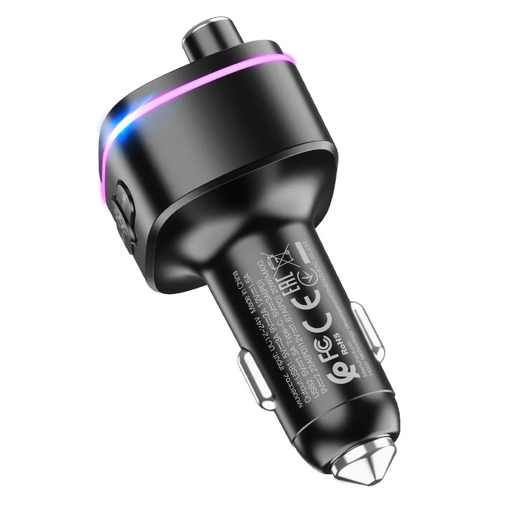 HOCO FM Sender Bluetooth + 2xUSB + Typ C PD20W + QC3.0 Fast E62 schwarz