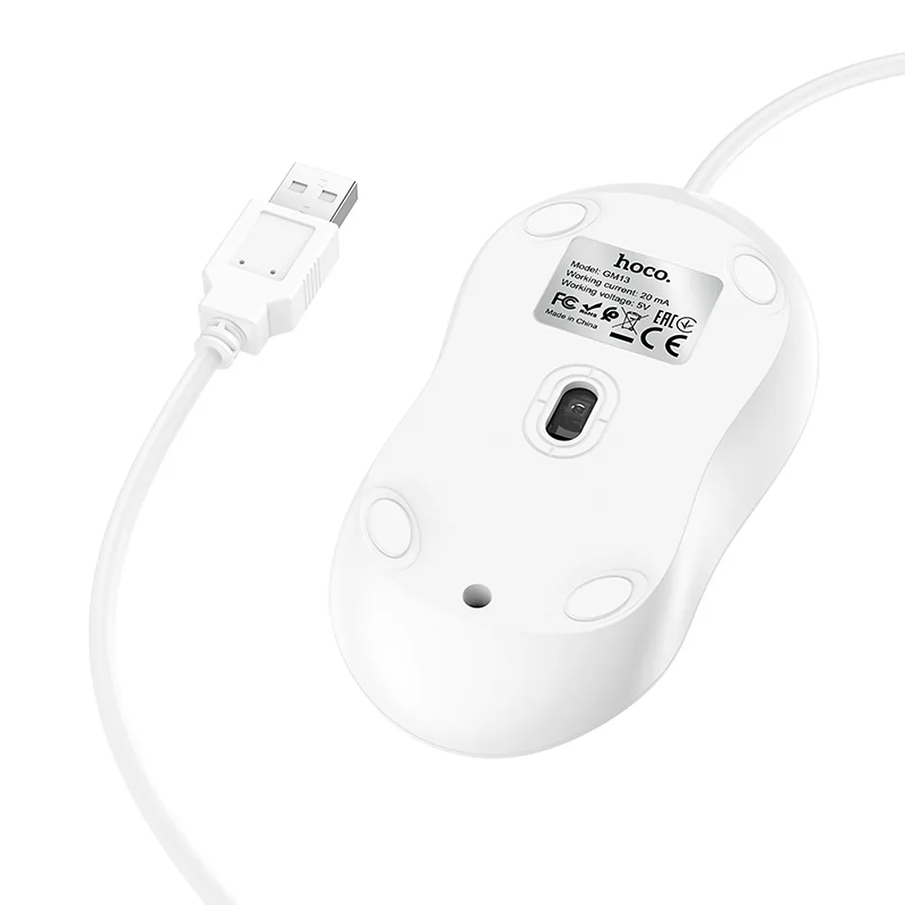 HOCO kabelgebundene Computermaus USB A GM13 1,5 m weiß