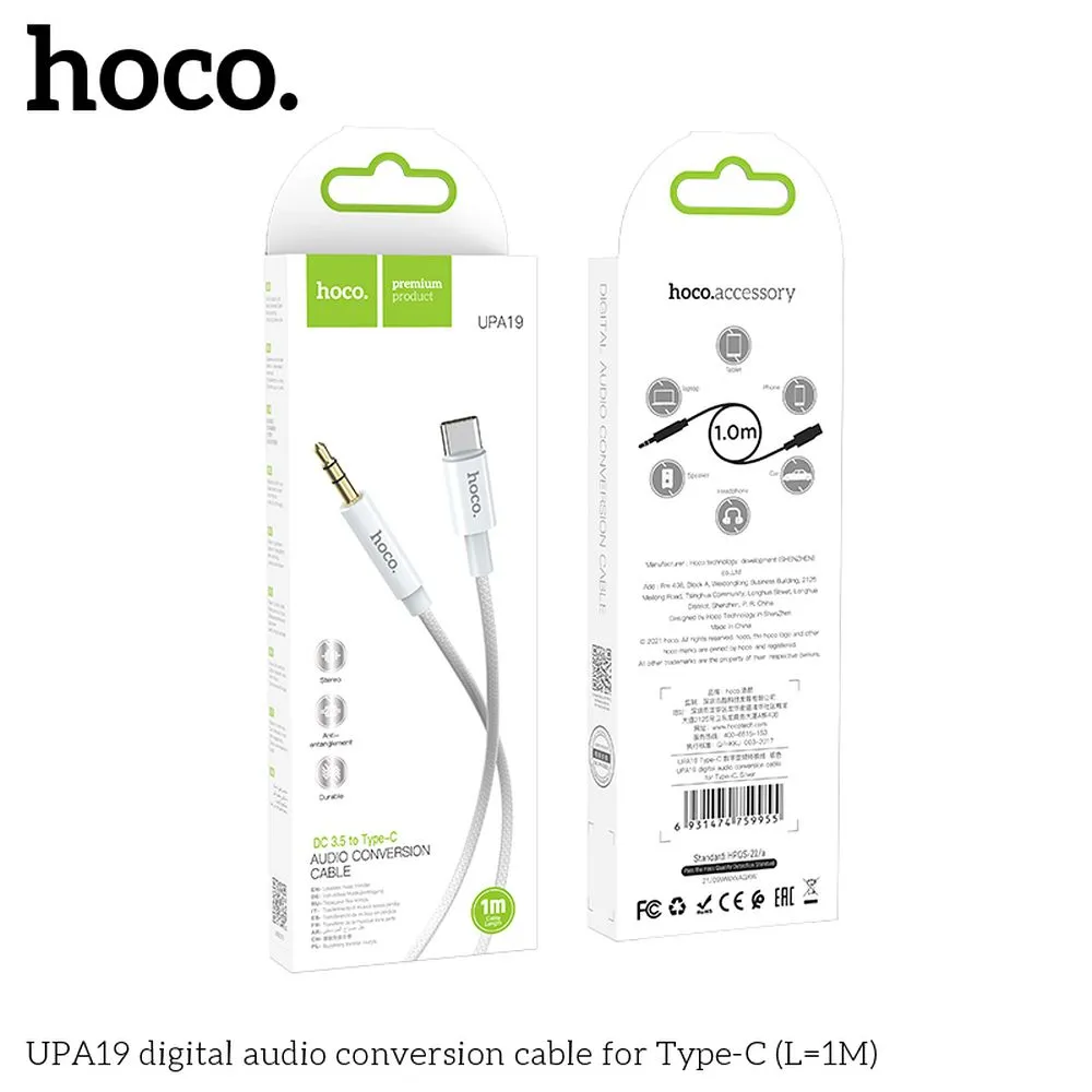 HOCO AUX Jack 3,5 mm auf Typ C Kabel UPA19 1 m silber
