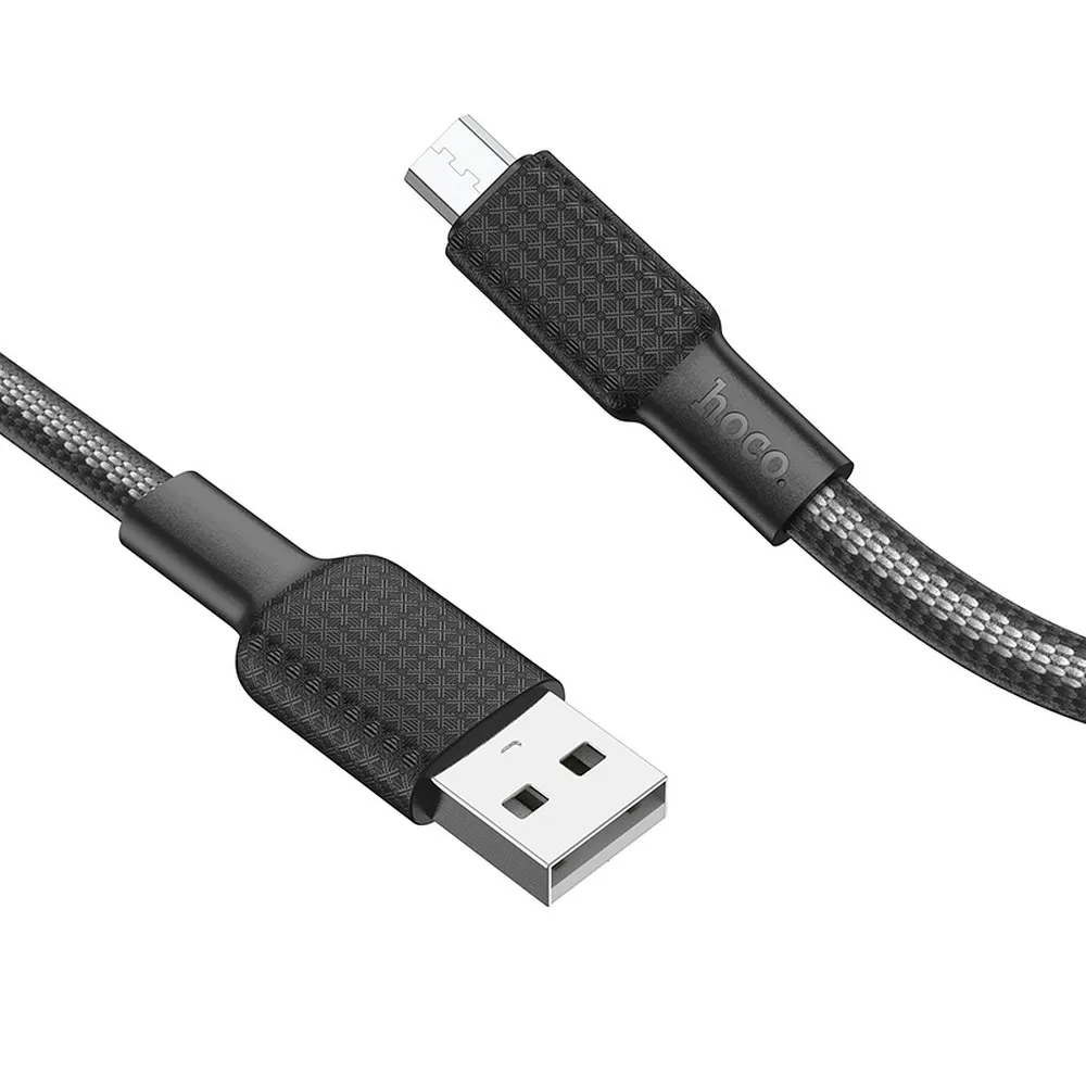 Cable USB A to Micro USB Hoco 2,4A 1 m X69 black white
