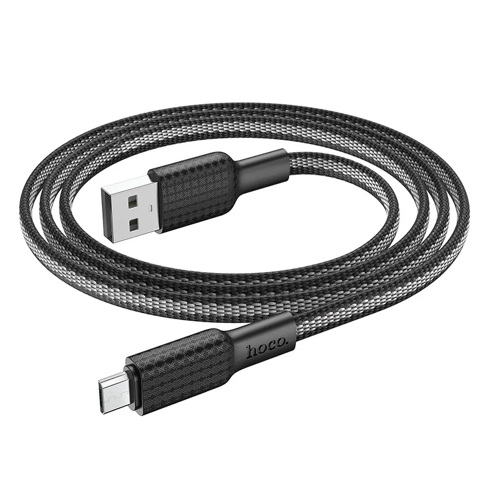 Cable USB A to Micro USB Hoco 2,4A 1 m X69 black white