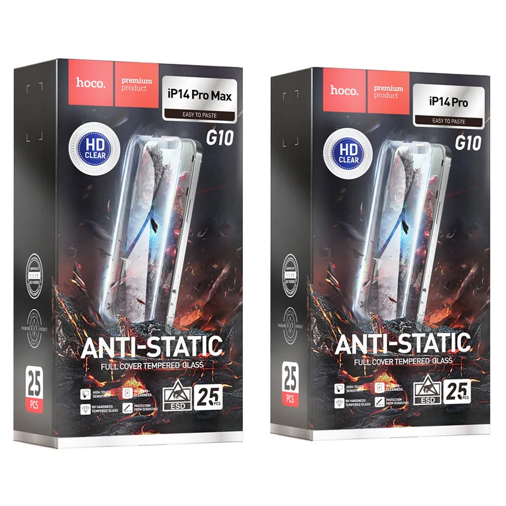 HOCO HD Anti-statisches Gehärtetes Glas (SET 25in1) - MULTIPACK passend für iPhone 14 Pro Max (G10)