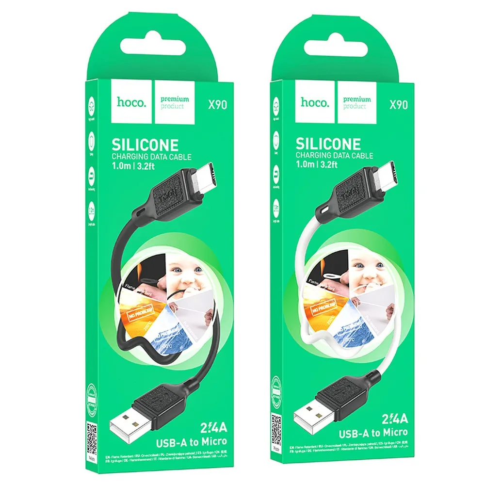 Cable USB A to Micro USB Hoco 2,4A 1 m X90 white