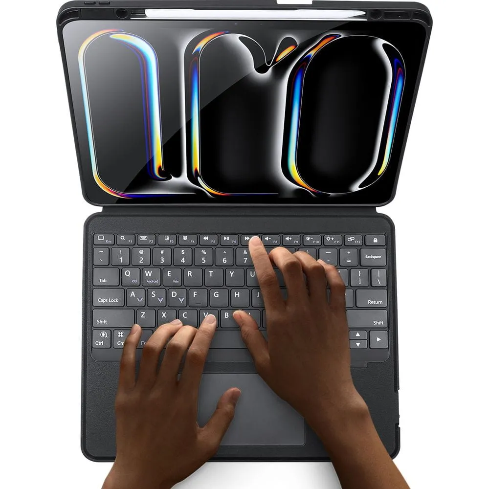 DUX DUCIS DK klappbares Case mit kabelloser Tastatur passend für iPad Pro 13 (2024) schwarz