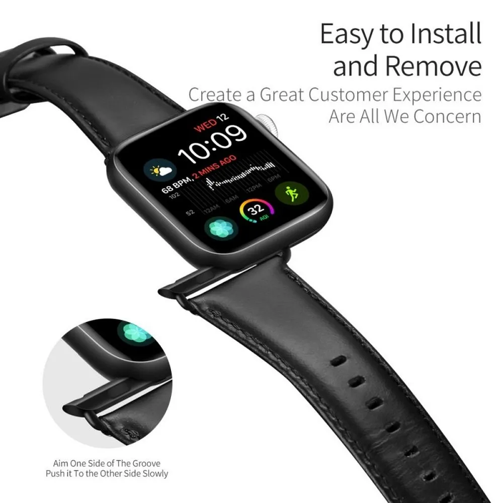 DUX DUCIS YA Leder Armband passend für Apple Watch 38 / 40 / 41 mm schwarz