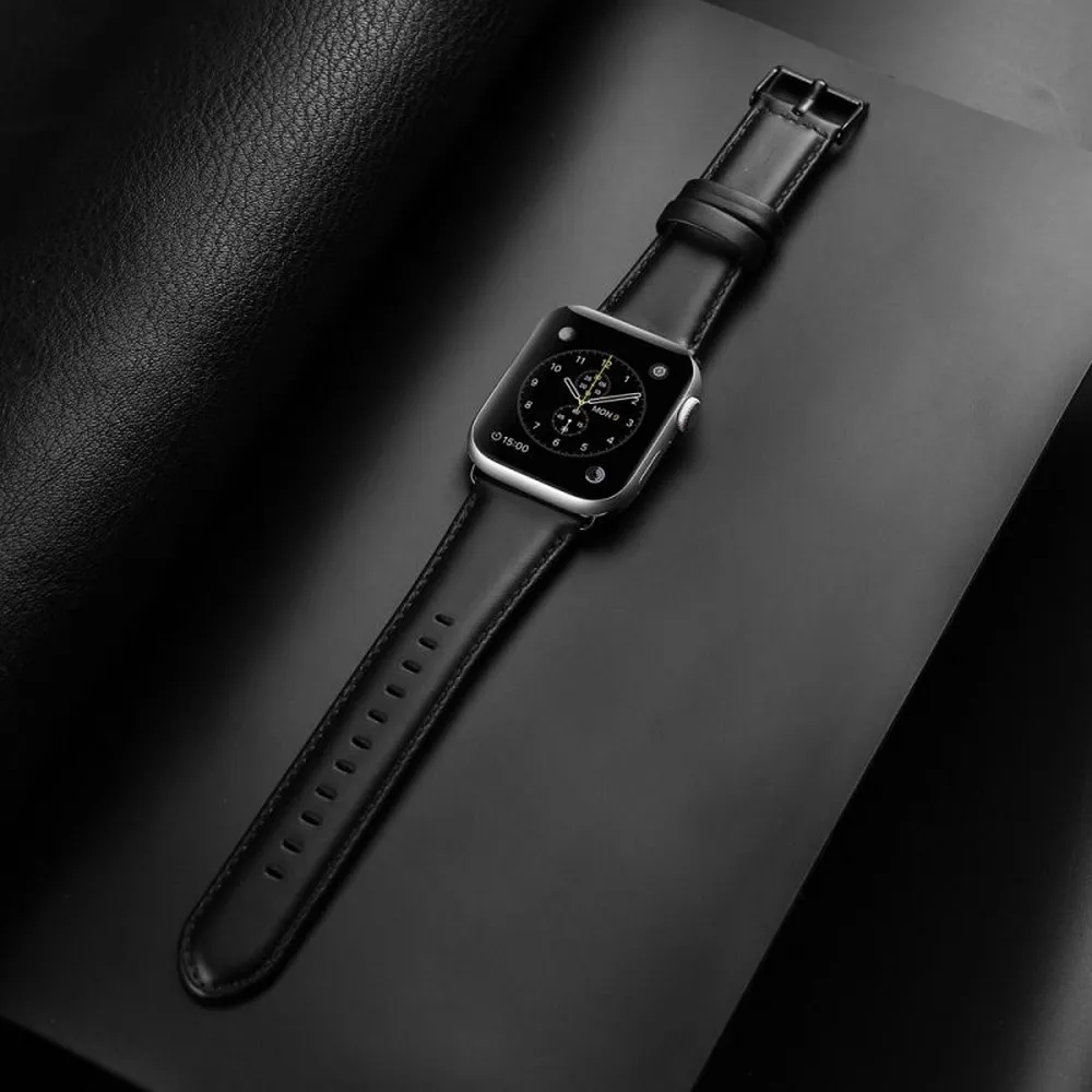 DUX DUCIS YA Leder Armband passend für Apple Watch 38 / 40 / 41 mm schwarz