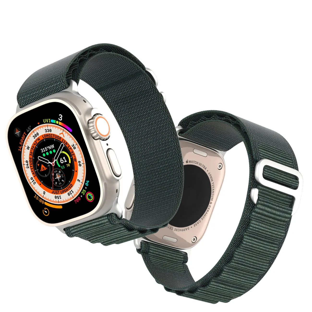 DUX DUCIS GS Nylon Armband passend für Apple Watch 42 / 44 / 45 / 49 mm grün