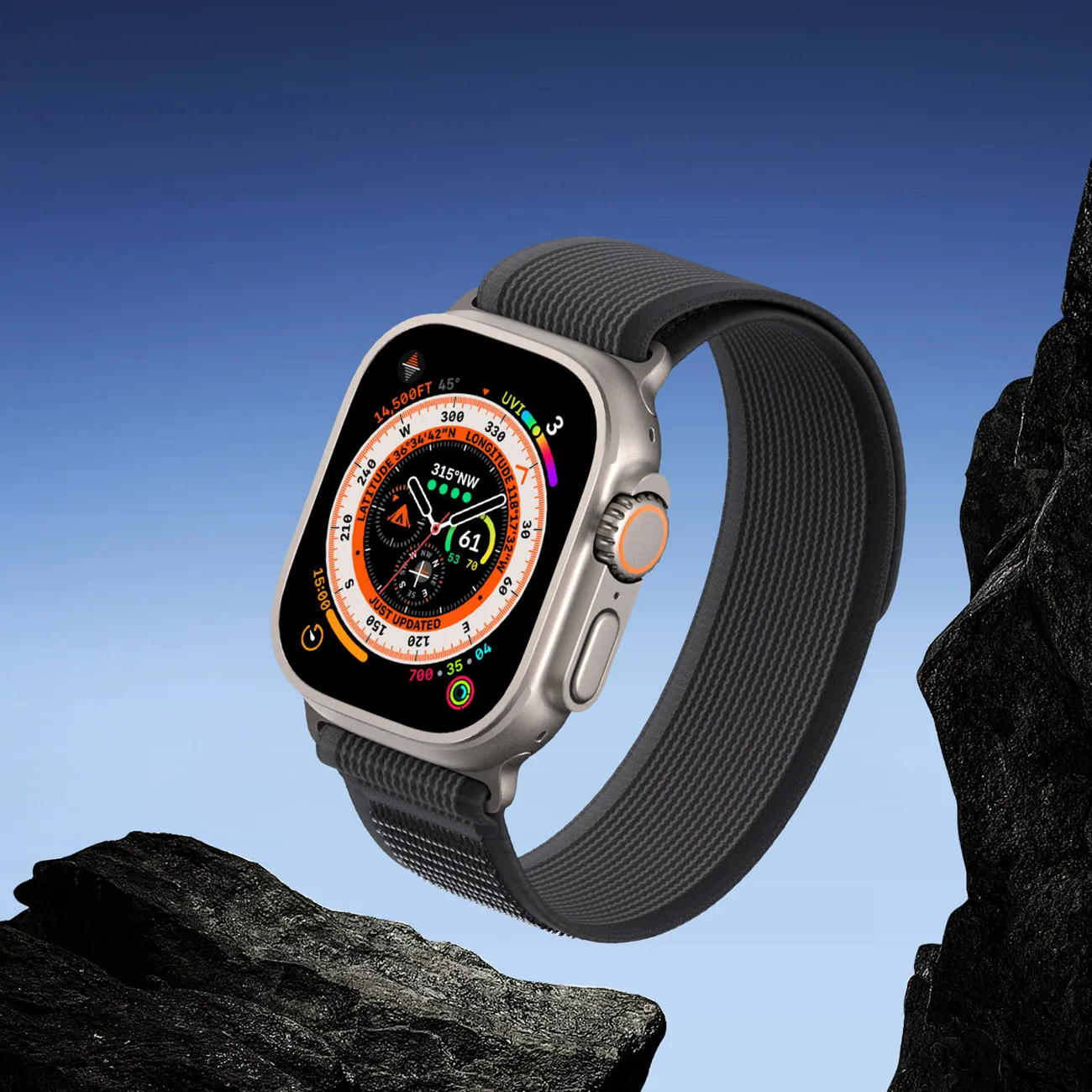 DUX DUCIS YJ Nylon Armband passend für Apple Watch 42 / 44 / 45 / 49 mm schwarz grau