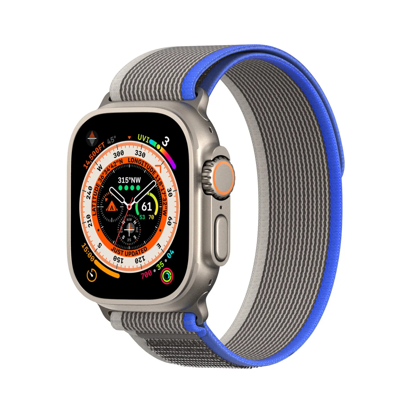 DUX DUCIS YJ Nylon Armband passend für Apple Watch 42 / 44 / 45 / 49 mm blau grau