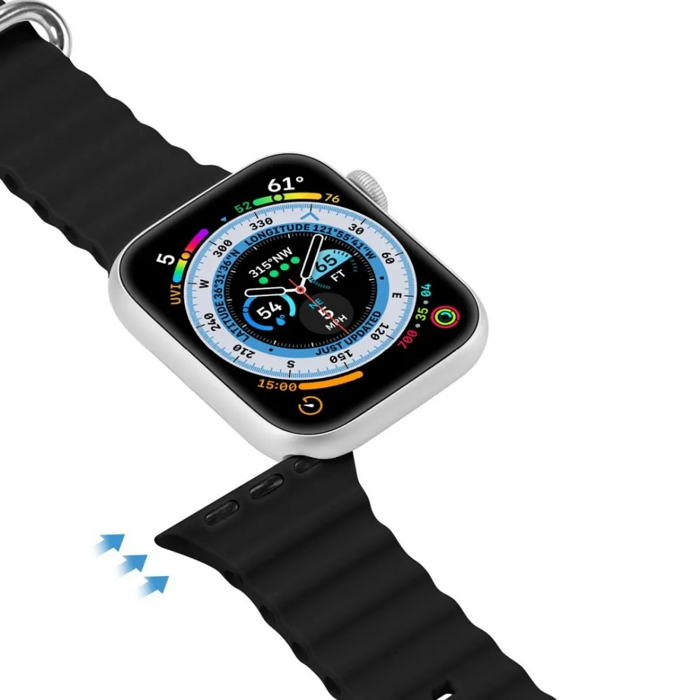 DUX DUCIS OCEAN WAVE Silikon Armband passend für Apple Watch 38 / 40 / 41 mm schwarz