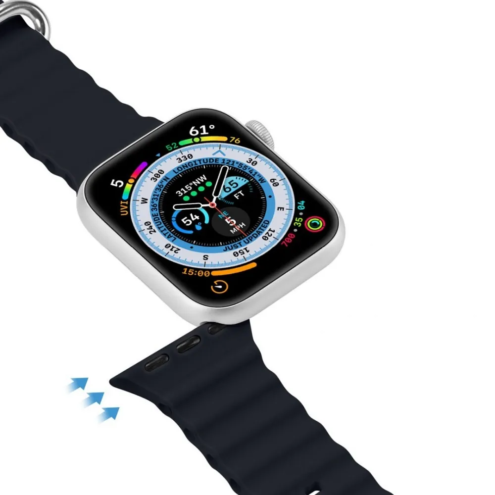 DUX DUCIS OCEAN WAVE Silikon Armband passend für Apple Watch 42 / 44 / 45 mm graphit