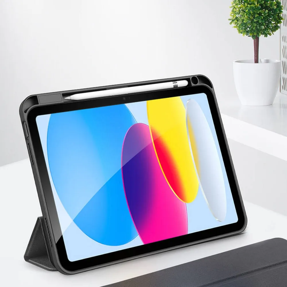 DUX DUCIS DOMO klappbares Case mit Stylus-Halter passend für iPad 10 (2022) schwarz
