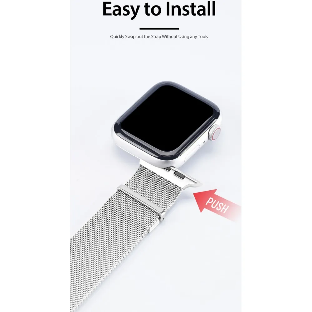 DUX DUCIS MILANESE magnetisches Armband aus Edelstahl passend für Apple Watch 38 / 40 / 41 mm grau