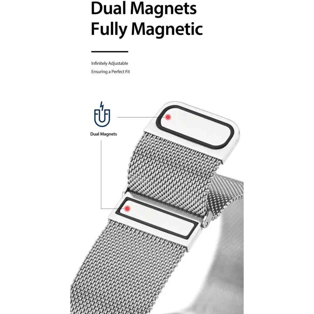 DUX DUCIS MILANESE magnetisches Armband aus Edelstahl passend für Apple Watch 38 / 40 / 41 mm grau