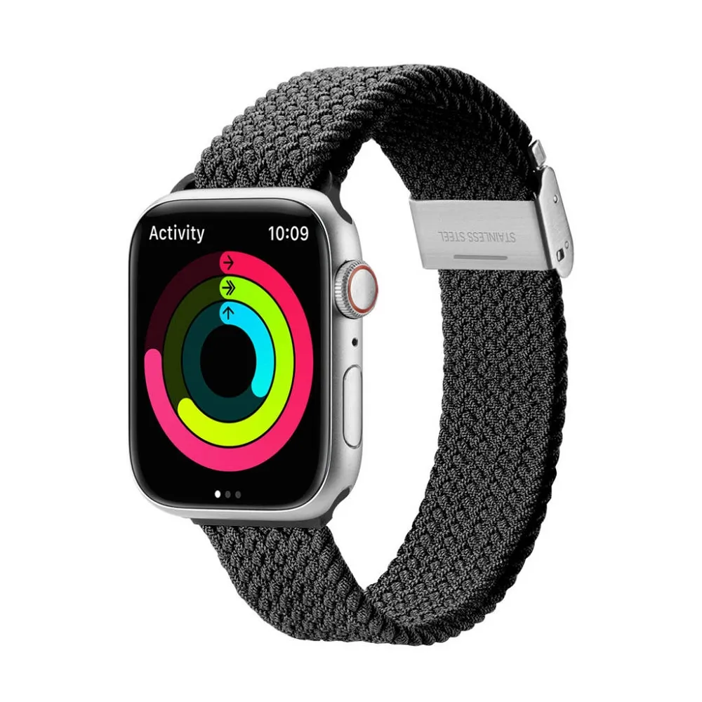 DUX DUCIS strap MIXTURE II stretchable braided passend für Apple Watch 42 / 44 / 45 mm black
