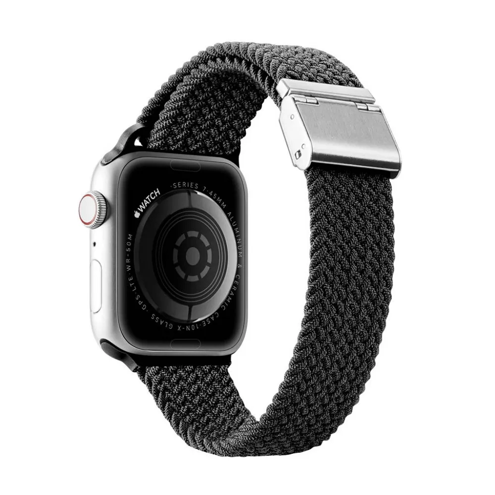 DUX DUCIS strap MIXTURE II stretchable braided passend für Apple Watch 42 / 44 / 45 mm black