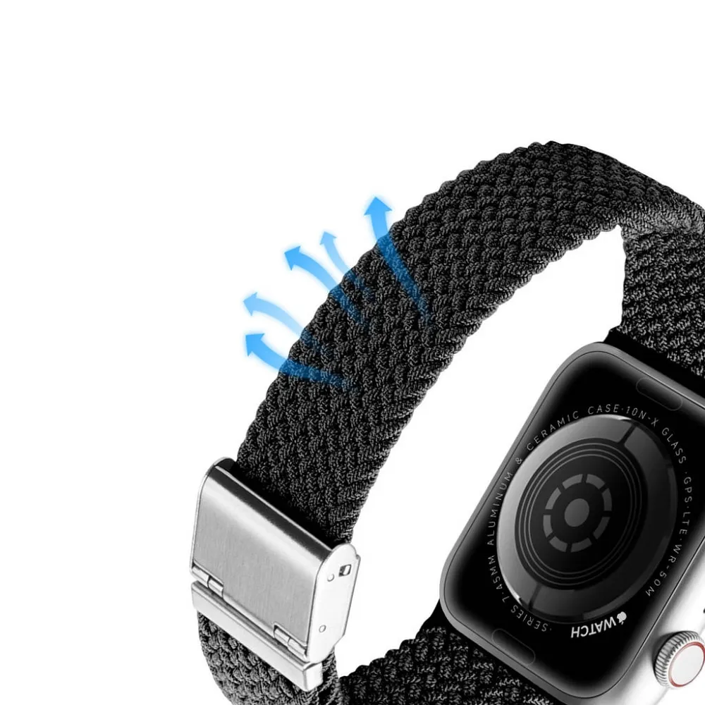 DUX DUCIS strap MIXTURE II stretchable braided passend für Apple Watch 42 / 44 / 45 mm black