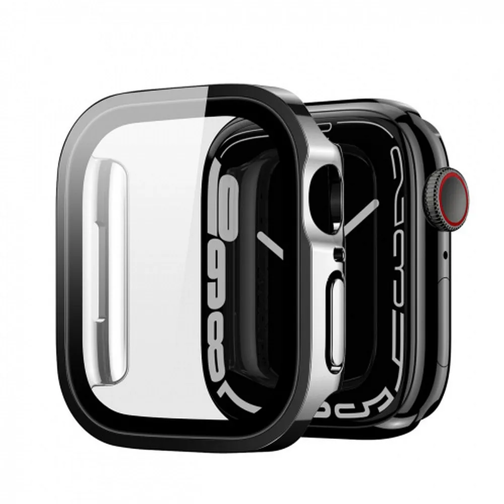 DUX DUCIS HAMO Handyhülle mit Gehärtetem Glas passend für Apple Watch 7 / 8 / 9 45 mm schwarz