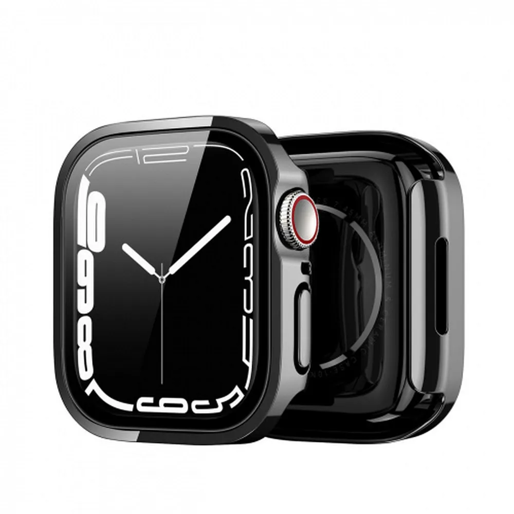 DUX DUCIS HAMO Handyhülle mit Gehärtetem Glas passend für Apple Watch 7 / 8 / 9 45 mm schwarz