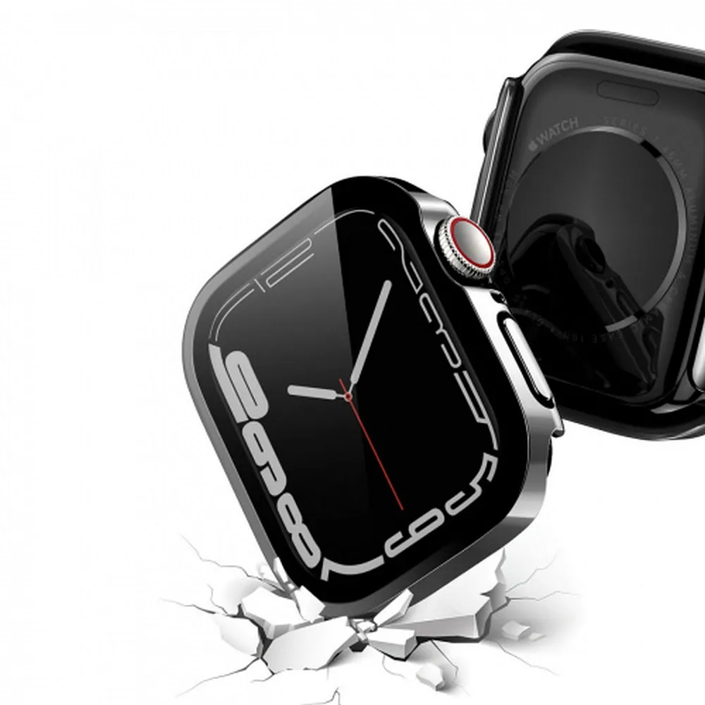 DUX DUCIS HAMO Handyhülle mit Gehärtetem Glas passend für Apple Watch 7 / 8 / 9 45 mm schwarz