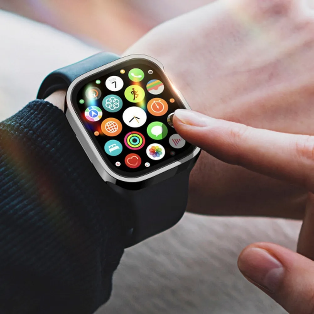 DUX DUCIS HAMO Handyhülle mit Gehärtetem Glas passend für Apple Watch 7 / 8 / 9 45 mm schwarz