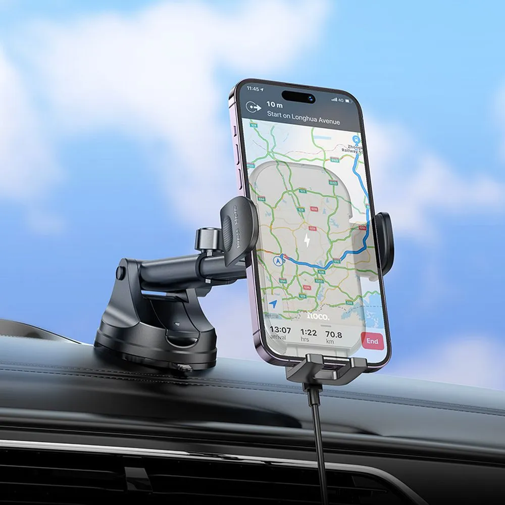 Wireless car phone holder Hoco 15 W windshield / dashboard HW5 black