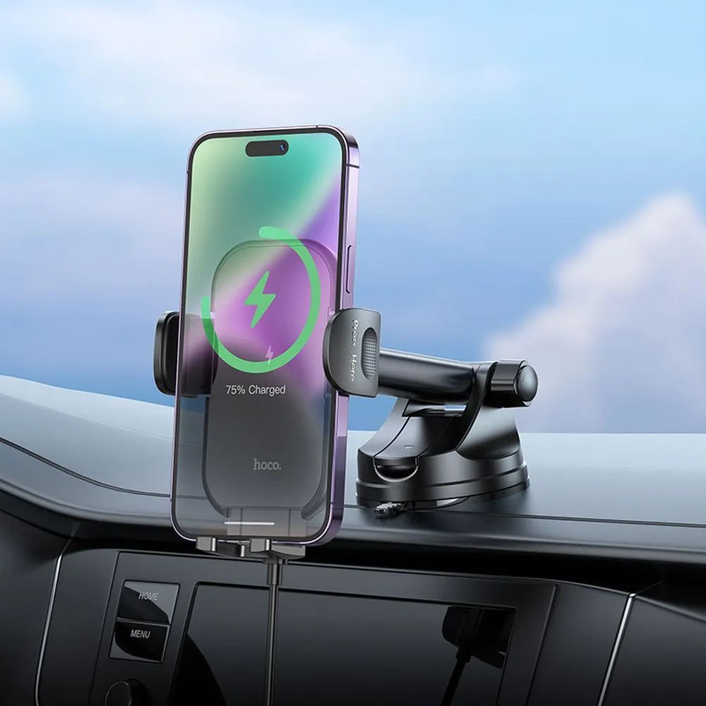 Wireless car phone holder Hoco 15 W windshield / dashboard HW5 black