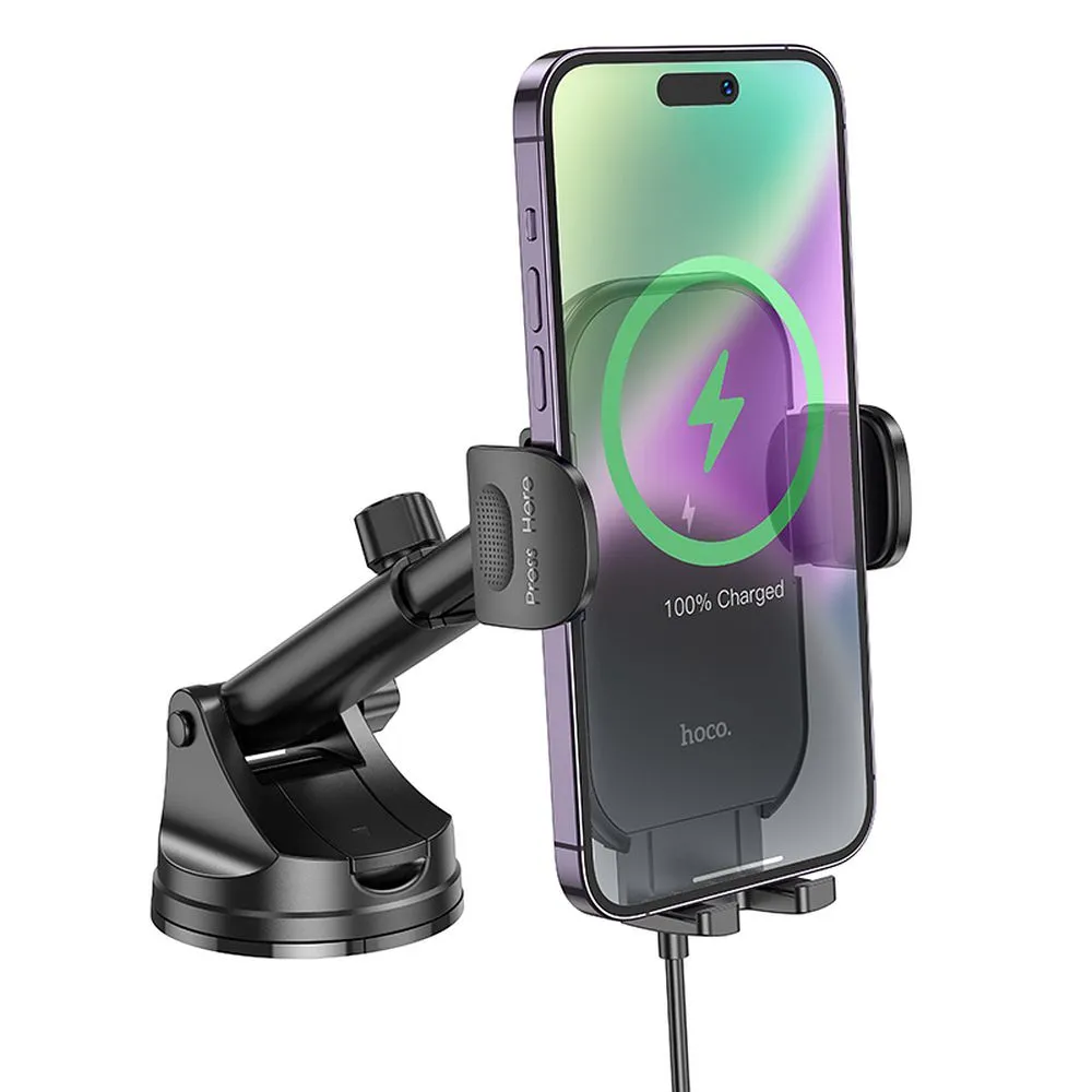 Wireless car phone holder Hoco 15 W windshield / dashboard HW5 black