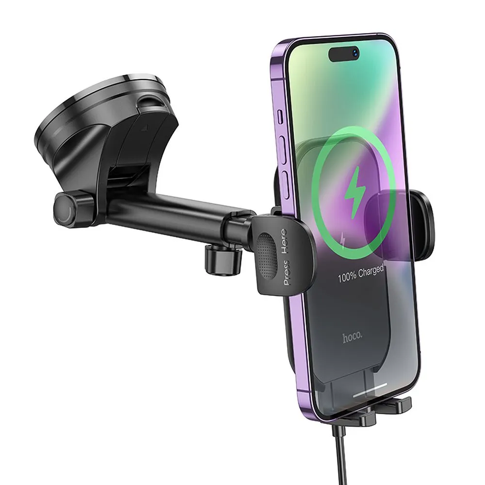 Wireless car phone holder Hoco 15 W windshield / dashboard HW5 black