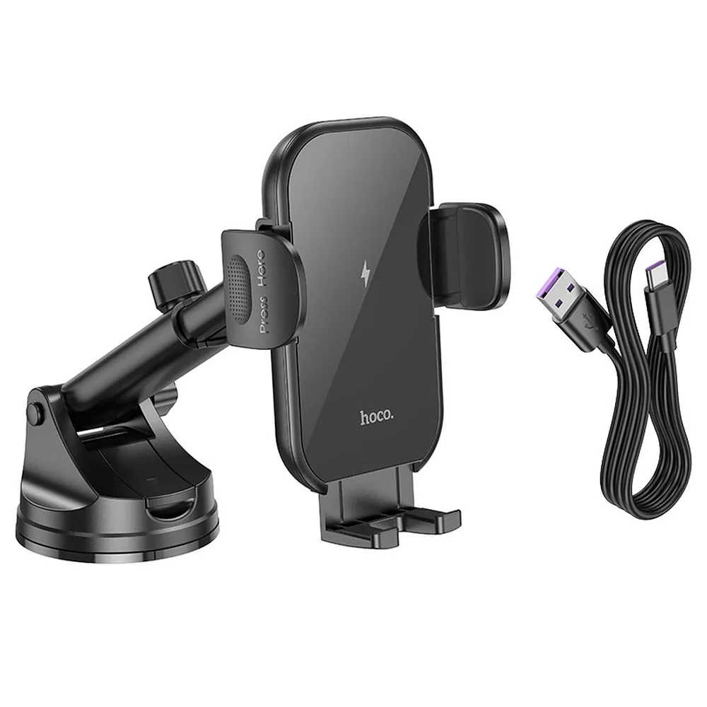 Wireless car phone holder Hoco 15 W windshield / dashboard HW5 black