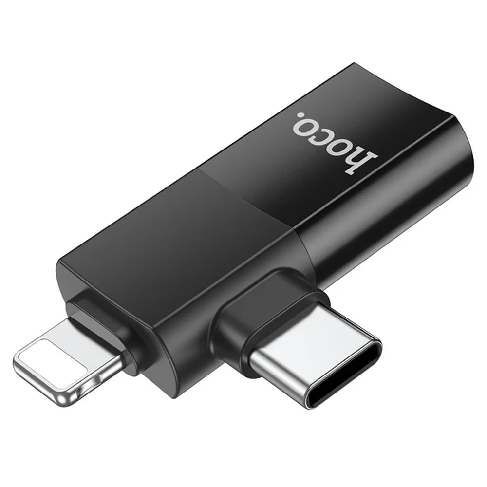 HOCO OTG Adapter Typ C (Stecker) / Lightning (Stecker) auf USB A (Buchse) 2in1 UA17 schwarz