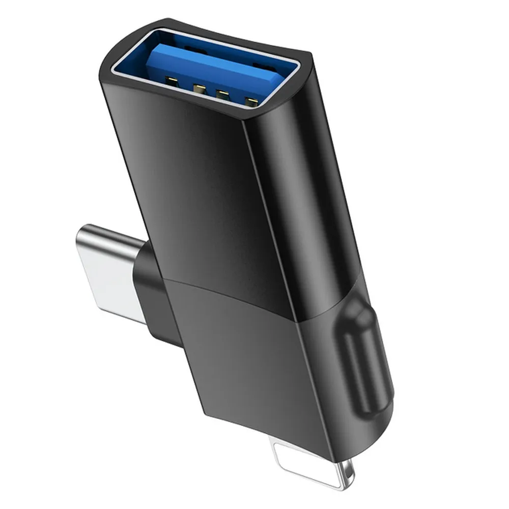 HOCO OTG Adapter Typ C (Stecker) / Lightning (Stecker) auf USB A (Buchse) 2in1 UA17 schwarz