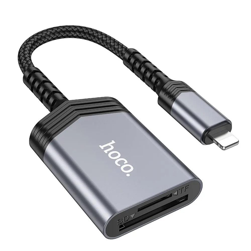 HOCO 2-in-1 Speicherkartenleser Lightning UA25 grau