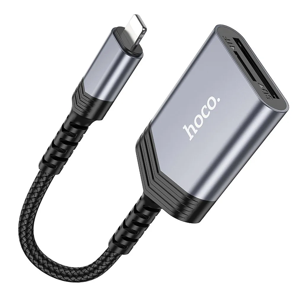 HOCO 2-in-1 Speicherkartenleser Lightning UA25 grau