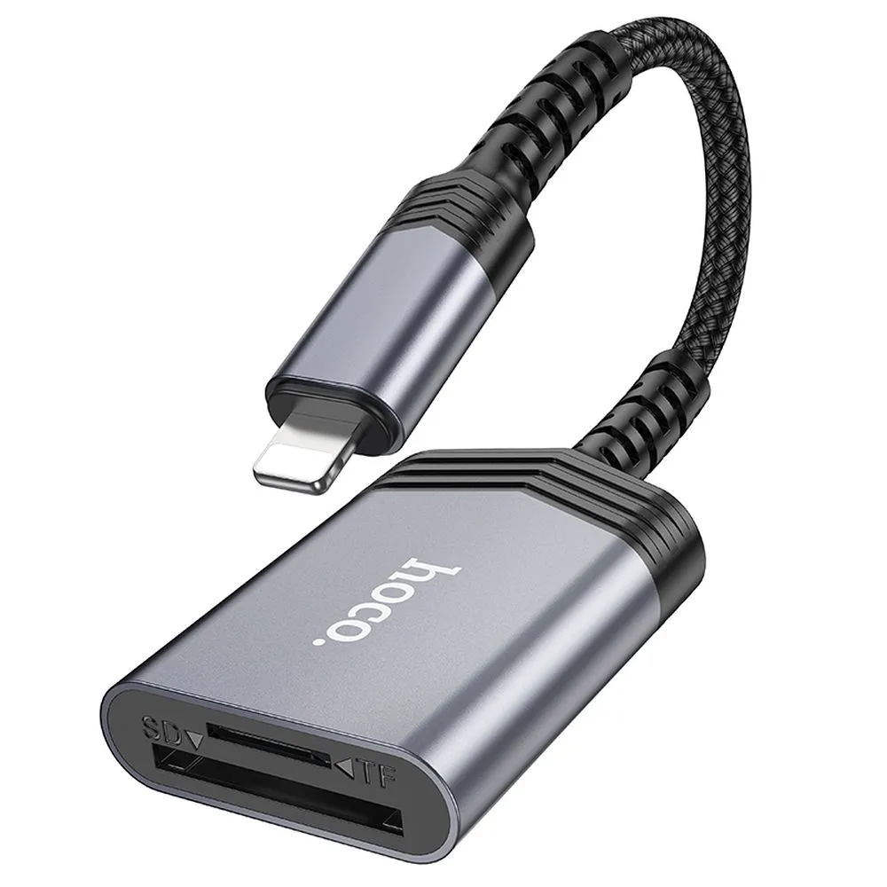 HOCO 2-in-1 Speicherkartenleser Lightning UA25 grau