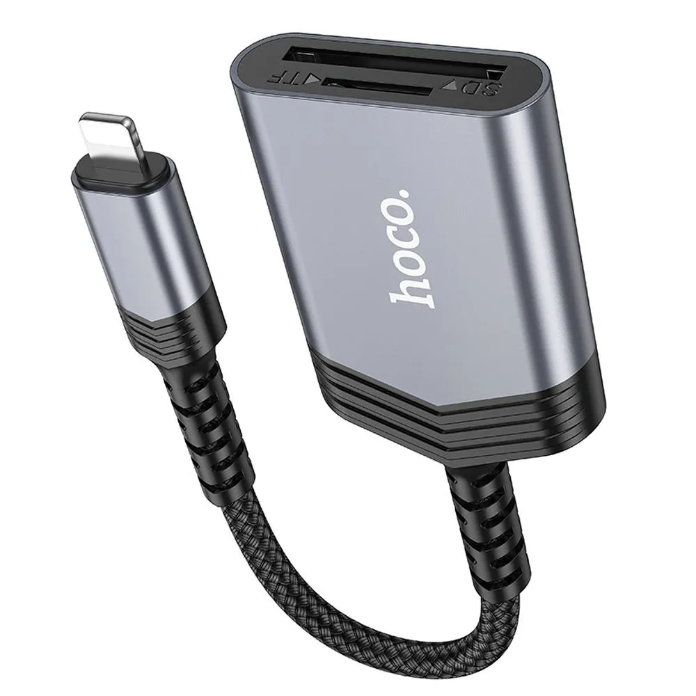 HOCO 2-in-1 Speicherkartenleser Lightning UA25 grau