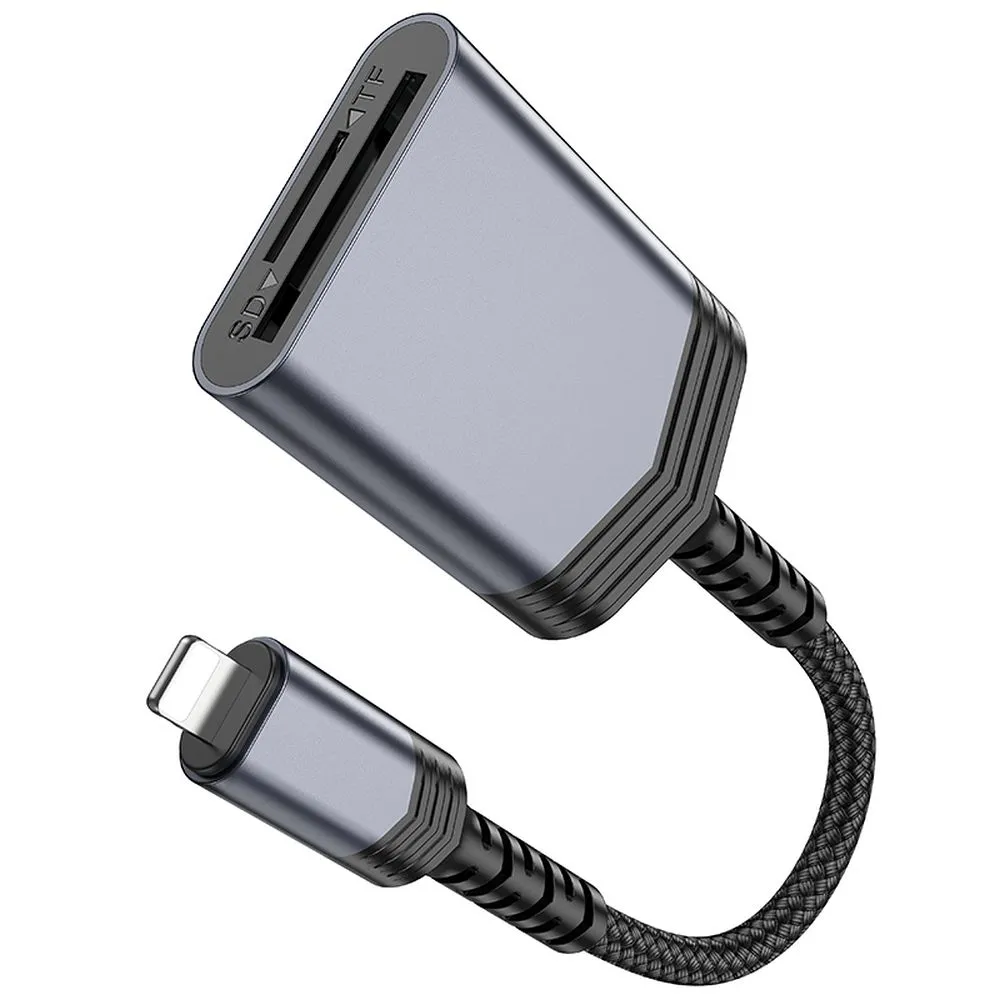 HOCO 2-in-1 Speicherkartenleser Lightning UA25 grau