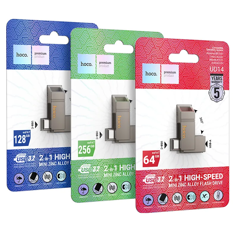 USB-STICK HOCO Wide UD14 USB + USB C 256GB USB3.2